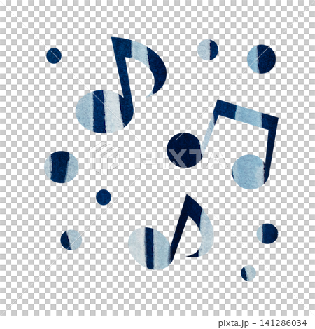 An illustration of a musical note icon with a beautiful watercolor pattern. 141286034