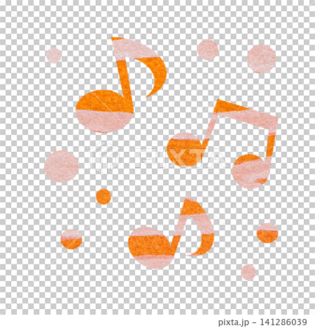 綺麗な水彩模様の音符のアイコンのイメージのイラスト 綺麗な水彩模様の音符のアイコンのイメージのイラスト 141286039