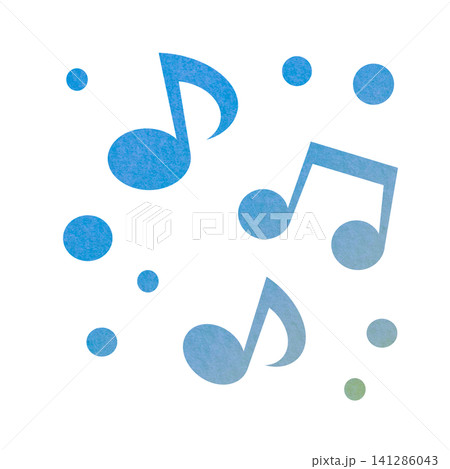 綺麗な水彩模様の音符のアイコンのイメージのイラスト 141286043