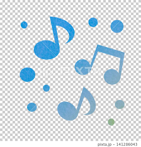 綺麗な水彩模様の音符のアイコンのイメージのイラスト 141286043