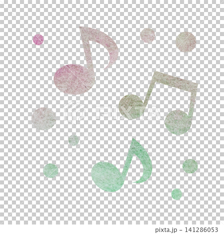 綺麗な水彩模様の音符のアイコンのイメージのイラスト 綺麗な水彩模様の音符のアイコンのイメージのイラスト 141286053