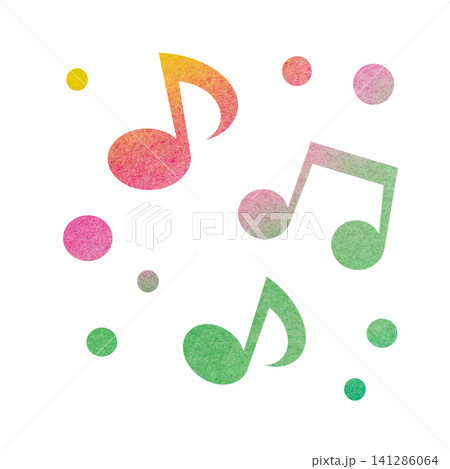 綺麗な水彩模様の音符のアイコンのイメージのイラスト 綺麗な水彩模様の音符のアイコンのイメージのイラスト 141286064