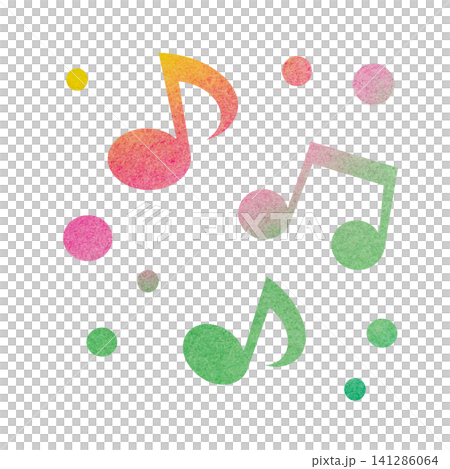 綺麗な水彩模様の音符のアイコンのイメージのイラスト 綺麗な水彩模様の音符のアイコンのイメージのイラスト 141286064