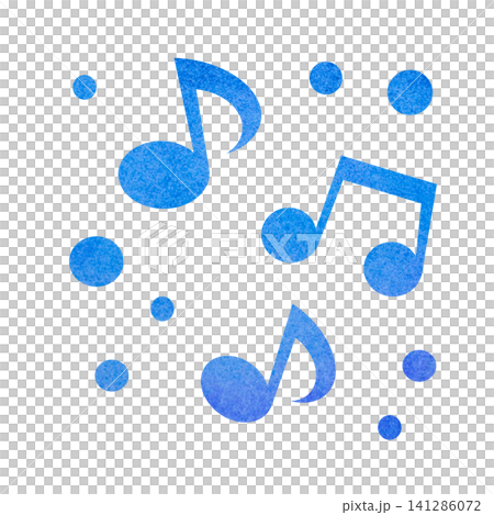 綺麗な水彩模様の音符のアイコンのイメージのイラスト 綺麗な水彩模様の音符のアイコンのイメージのイラスト 141286072