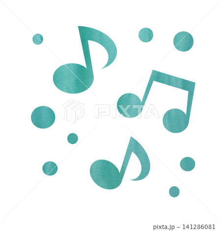 綺麗な水彩模様の音符のアイコンのイメージのイラスト 綺麗な水彩模様の音符のアイコンのイメージのイラスト 141286081