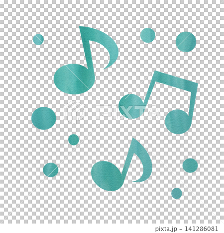 綺麗な水彩模様の音符のアイコンのイメージのイラスト 綺麗な水彩模様の音符のアイコンのイメージのイラスト 141286081
