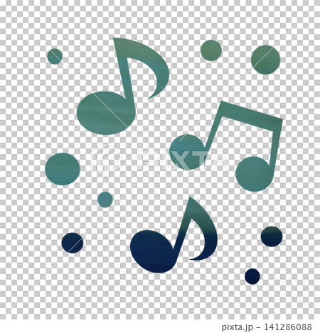 An illustration of a musical note icon with a beautiful watercolor pattern. 141286088