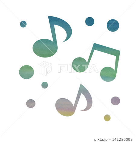 綺麗な水彩模様の音符のアイコンのイメージのイラスト 141286098