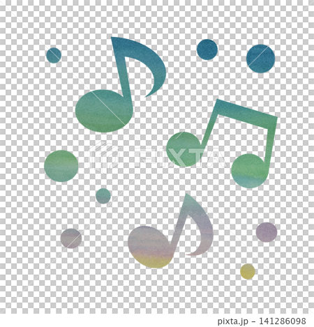 綺麗な水彩模様の音符のアイコンのイメージのイラスト 141286098