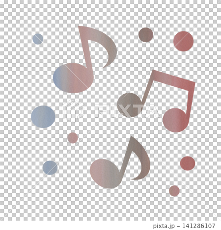 綺麗な水彩模様の音符のアイコンのイメージのイラスト 綺麗な水彩模様の音符のアイコンのイメージのイラスト 141286107