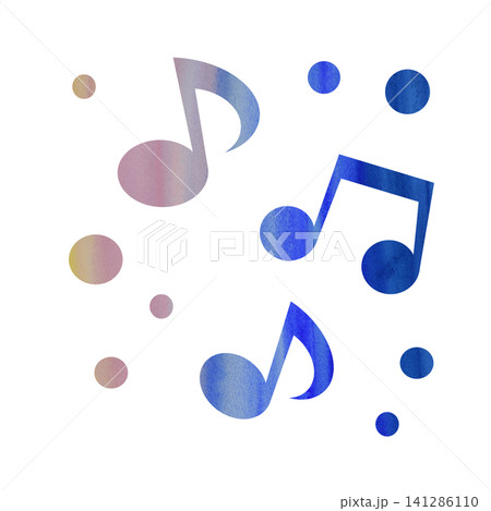 綺麗な水彩模様の音符のアイコンのイメージのイラスト 141286110