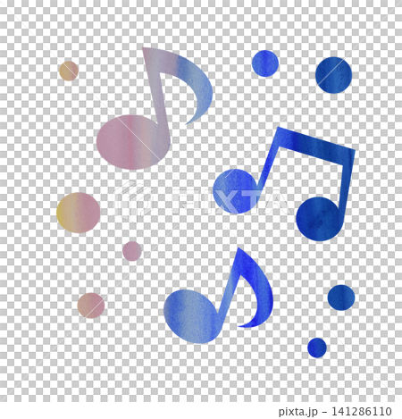 綺麗な水彩模様の音符のアイコンのイメージのイラスト 141286110