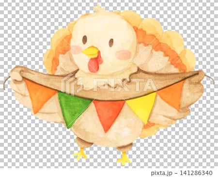 Watercolor painting of Thanksgiving turkey. 141286340