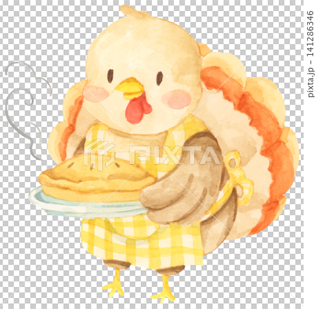 Watercolor painting of Thanksgiving turkey. Watercolor painting of Thanksgiving turkey. 141286346
