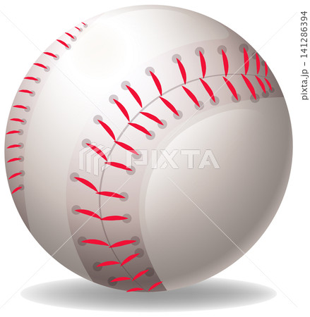 White Baseball Vector Illustration with Red Stitching and Soft Shadow White Baseball Vector Illustration with Red Stitching and Soft Shadow 141286394