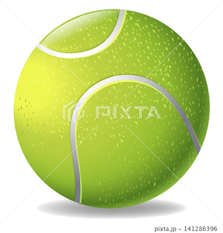 Neon Yellow Tennis Ball Vector Illustration with Felt Texture 141286396