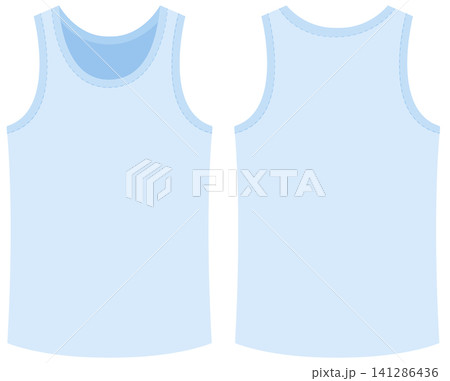 Light Blue Tank Top Mockup Front and Back Vector Illustration 141286436