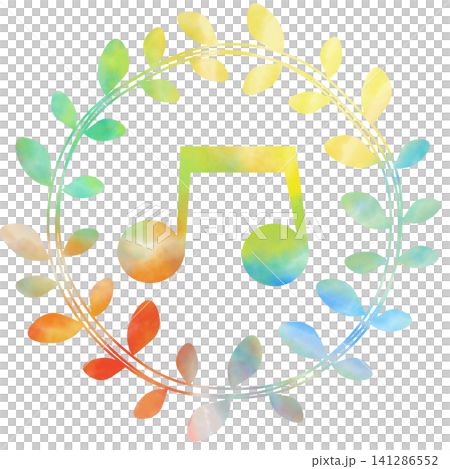 一幅帶有精美水彩圖案的音符圖示插圖。 一幅帶有精美水彩圖案的音符圖示插圖。 141286552