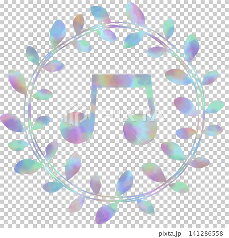 綺麗な水彩模様の音符のアイコンのイメージのイラスト 141286558
