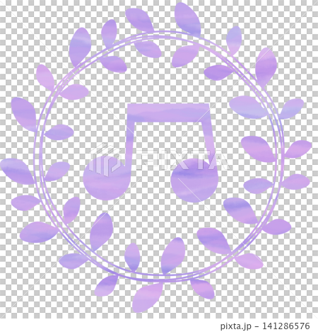 An illustration of a musical note icon with a beautiful watercolor pattern. An illustration of a musical note icon with a beautiful watercolor pattern. 141286576