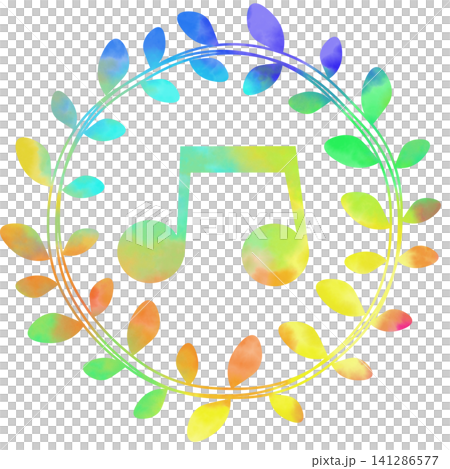 綺麗な水彩模様の音符のアイコンのイメージのイラスト 綺麗な水彩模様の音符のアイコンのイメージのイラスト 141286577