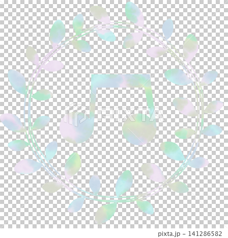 一幅帶有精美水彩圖案的音符圖示插圖。 141286582