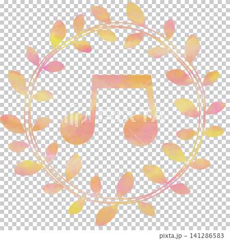 An illustration of a musical note icon with a beautiful watercolor pattern. An illustration of a musical note icon with a beautiful watercolor pattern. 141286583