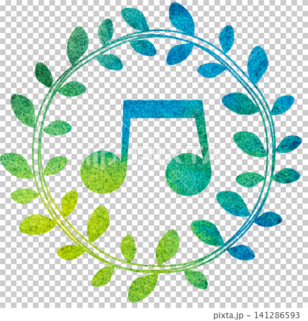 An illustration of a musical note icon with a beautiful watercolor pattern. An illustration of a musical note icon with a beautiful watercolor pattern. 141286593