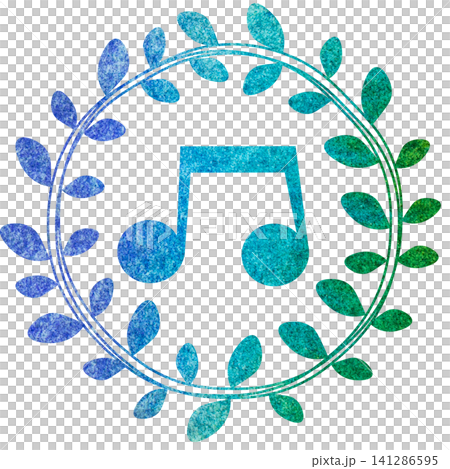 An illustration of a musical note icon with a beautiful watercolor pattern. An illustration of a musical note icon with a beautiful watercolor pattern. 141286595