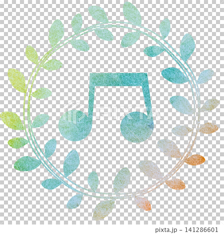 綺麗な水彩模様の音符のアイコンのイメージのイラスト 141286601