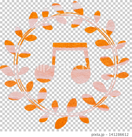 An illustration of a musical note icon with a beautiful watercolor pattern. An illustration of a musical note icon with a beautiful watercolor pattern. 141286612