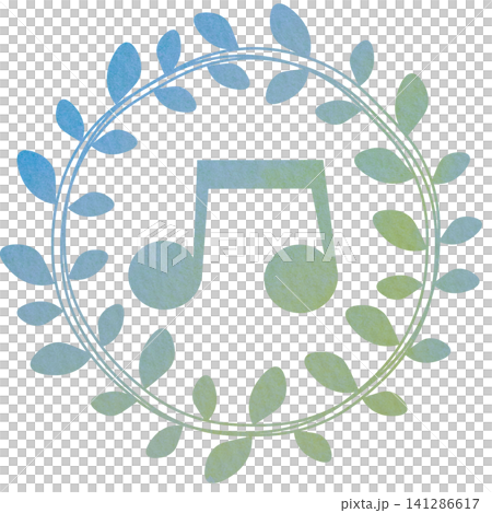 綺麗な水彩模様の音符のアイコンのイメージのイラスト 141286617