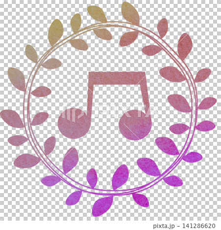 An illustration of a musical note icon with a beautiful watercolor pattern. An illustration of a musical note icon with a beautiful watercolor pattern. 141286620