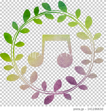 An illustration of a musical note icon with a beautiful watercolor pattern. An illustration of a musical note icon with a beautiful watercolor pattern. 141286630