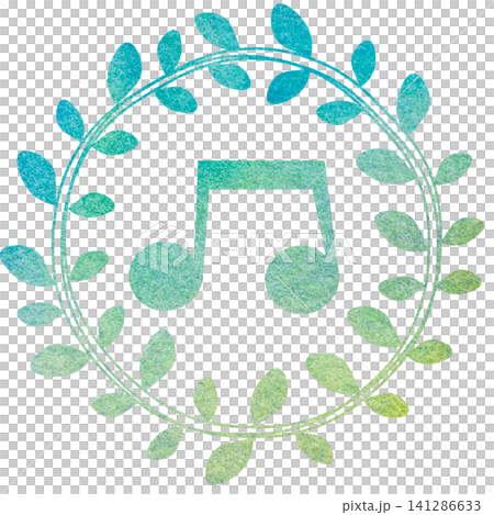 綺麗な水彩模様の音符のアイコンのイメージのイラスト 141286633
