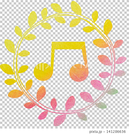 綺麗な水彩模様の音符のアイコンのイメージのイラスト 綺麗な水彩模様の音符のアイコンのイメージのイラスト 141286636