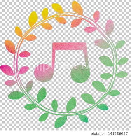 An illustration of a musical note icon with a beautiful watercolor pattern. An illustration of a musical note icon with a beautiful watercolor pattern. 141286637