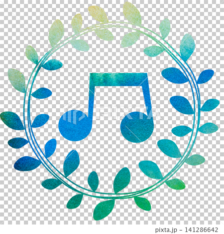An illustration of a musical note icon with a beautiful watercolor pattern. An illustration of a musical note icon with a beautiful watercolor pattern. 141286642