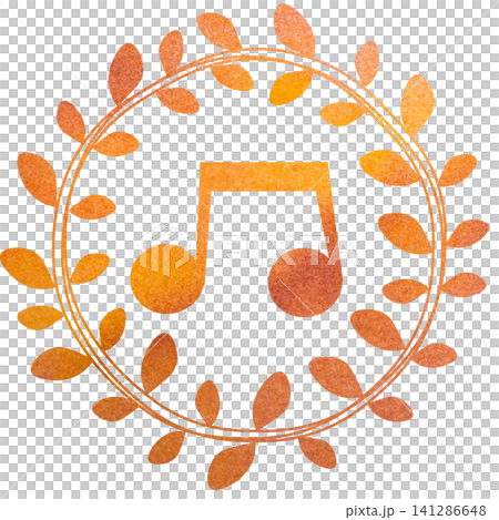 An illustration of a musical note icon with a beautiful watercolor pattern. An illustration of a musical note icon with a beautiful watercolor pattern. 141286648