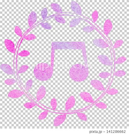An illustration of a musical note icon with a beautiful watercolor pattern. An illustration of a musical note icon with a beautiful watercolor pattern. 141286662