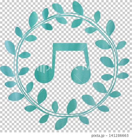 An illustration of a musical note icon with a beautiful watercolor pattern. An illustration of a musical note icon with a beautiful watercolor pattern. 141286663