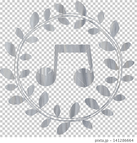 An illustration of a musical note icon with a beautiful watercolor pattern. 141286664