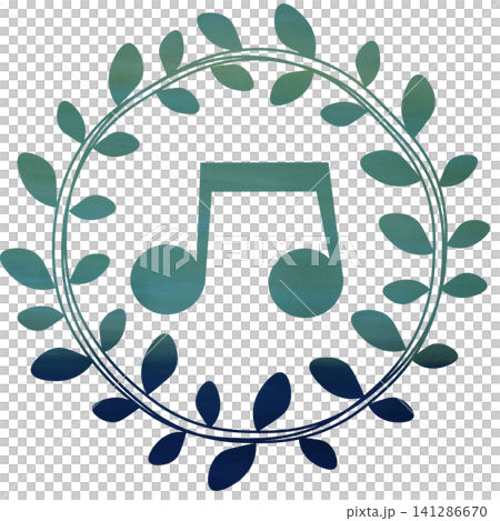 An illustration of a musical note icon with a beautiful watercolor pattern. An illustration of a musical note icon with a beautiful watercolor pattern. 141286670
