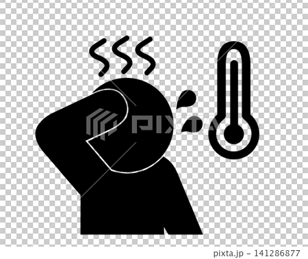 高温で熱中症になる人の上半身ピクトグラム シンプルな人物アイコン 高温で熱中症になる人の上半身ピクトグラム シンプルな人物アイコン 141286877