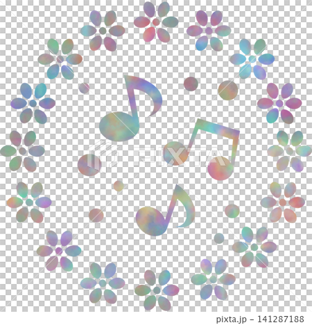 An illustration of a musical note icon with a beautiful watercolor pattern. 141287188