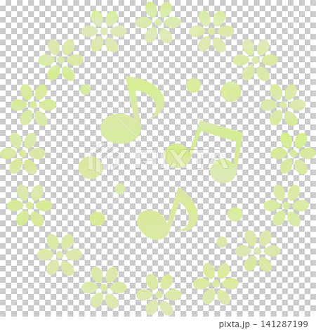 綺麗な水彩模様の音符のアイコンのイメージのイラスト 141287199