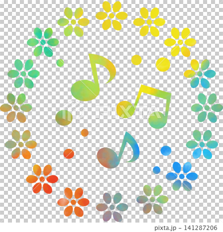 綺麗な水彩模様の音符のアイコンのイメージのイラスト 綺麗な水彩模様の音符のアイコンのイメージのイラスト 141287206