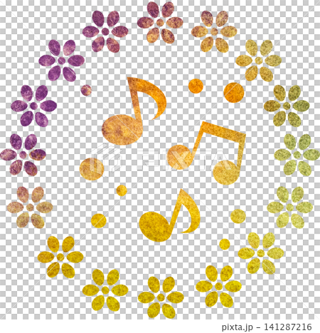 An illustration of a musical note icon with a beautiful watercolor pattern. An illustration of a musical note icon with a beautiful watercolor pattern. 141287216