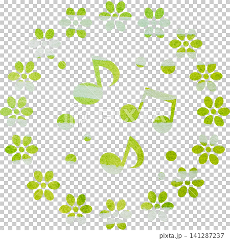 An illustration of a musical note icon with a beautiful watercolor pattern. An illustration of a musical note icon with a beautiful watercolor pattern. 141287237