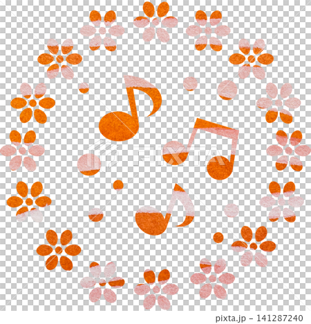 An illustration of a musical note icon with a beautiful watercolor pattern. An illustration of a musical note icon with a beautiful watercolor pattern. 141287240